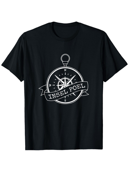 Men's Graphic T-Shirt Insel Poel Nautical Elements Banner With Compass Graphic