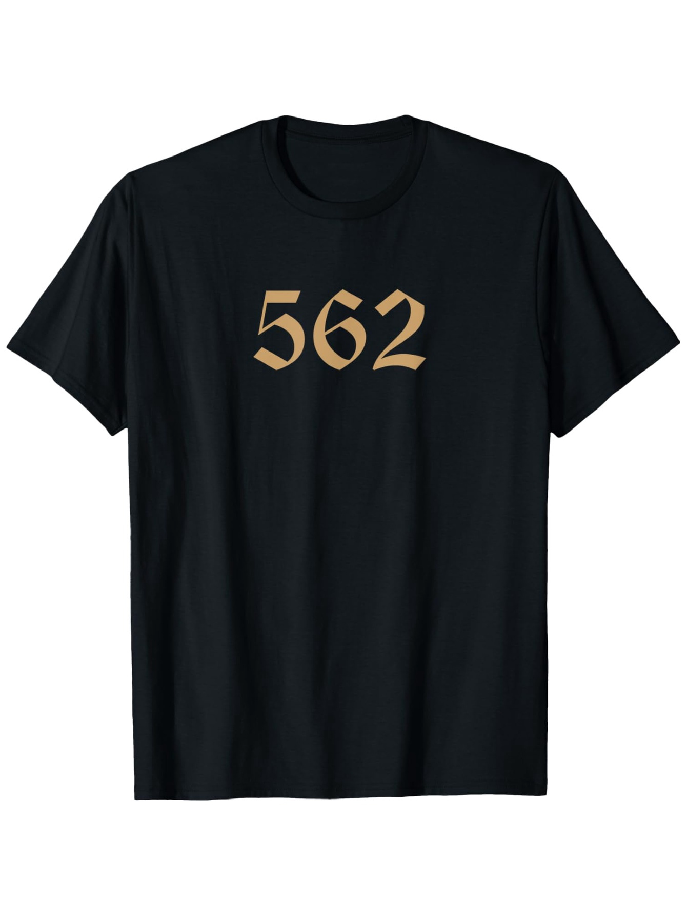 Men's Graphic T-Shirt Golden Gothic Numbers Centered On Black Shirt