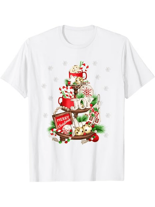 Men's Graphic T-Shirt Joyful Holiday Desserts With Candy Canes Mugs And Treats