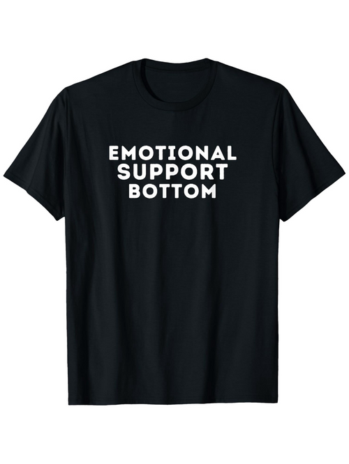 Men's Graphic T-Shirt Emotional Support Bottom Bold Letter Statement Black T Shirt