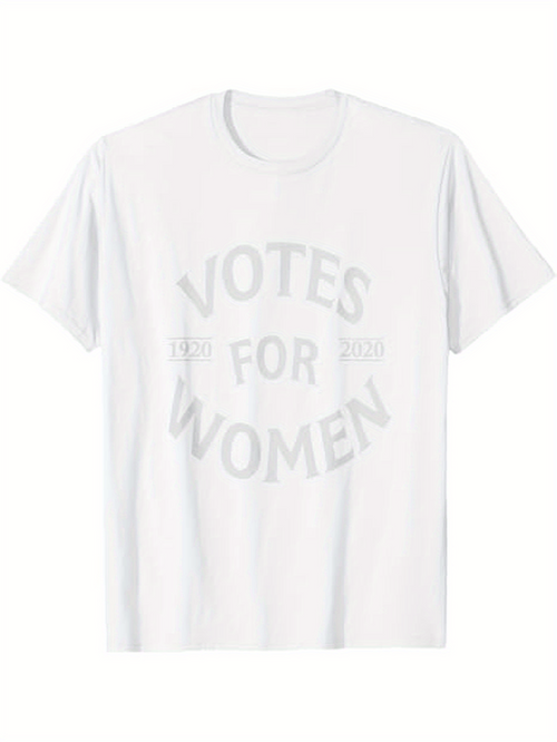 Men's Graphic T-Shirt Votes For Women Bold Black Letters On White Cotton T Shirt