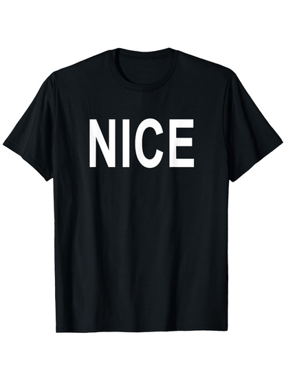 Men's Graphic T-Shirt Bold White Letters Centered On Black Cotton Shirt Nice
