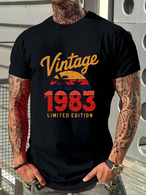 Men's Graphic T-Shirt Vintage Sunset With Palm Trees Limited Edition 1983