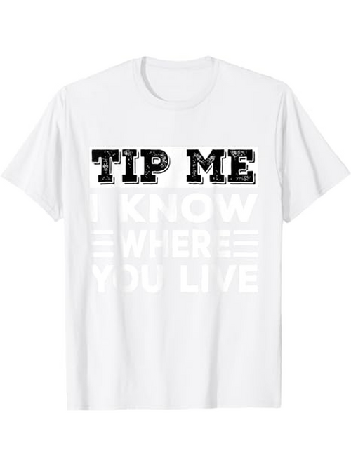 Men's Graphic T-Shirt Tip Me Bold Block Letters On White Cotton T Shirt