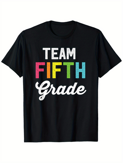 Men's Graphic T-Shirt Team Fifth Grade Colorful Bold Letters On Classic Cotton T Shirt