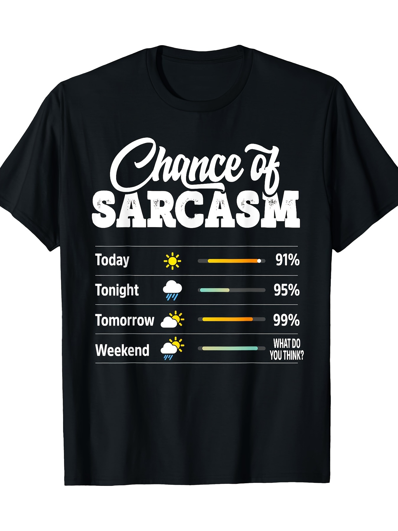Men's Graphic T-Shirt Chance Of Sarcasm Humor Forecast With Icons And Text Tee
