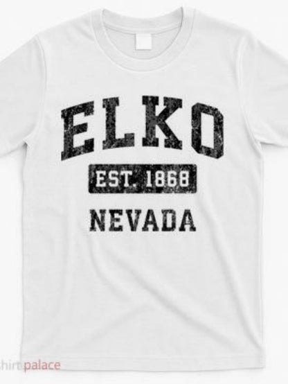 Men's Graphic T-Shirt Elko Est 1868 Nevada Vintage Distressed College Style Graphic Shirt