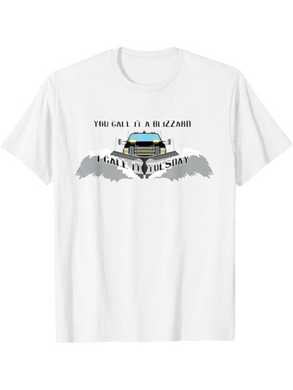 Men's Graphic T-Shirt Too Late I Am A Blizzard With Old Blue Car Driving On Snowy Road