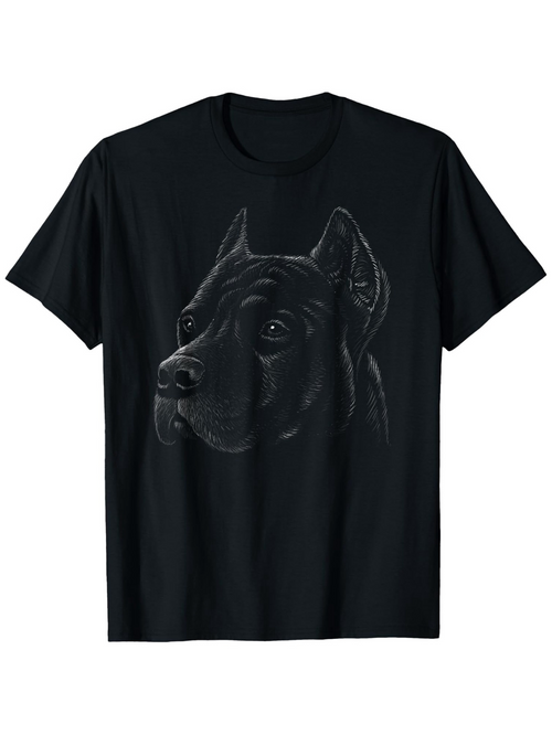 Men's Graphic T-Shirt Dramatic Low Light Shading With Strong Majestic Realistic Watchful Dog