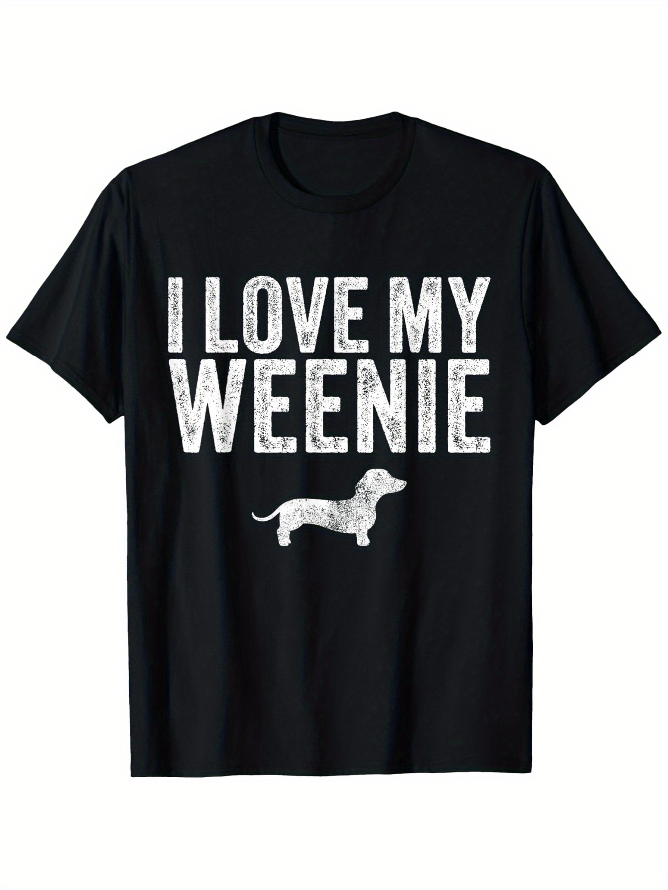Men's Graphic T-Shirt I Love My Weenie Vintage Dog Illustration With Dappled Fur Dachshund