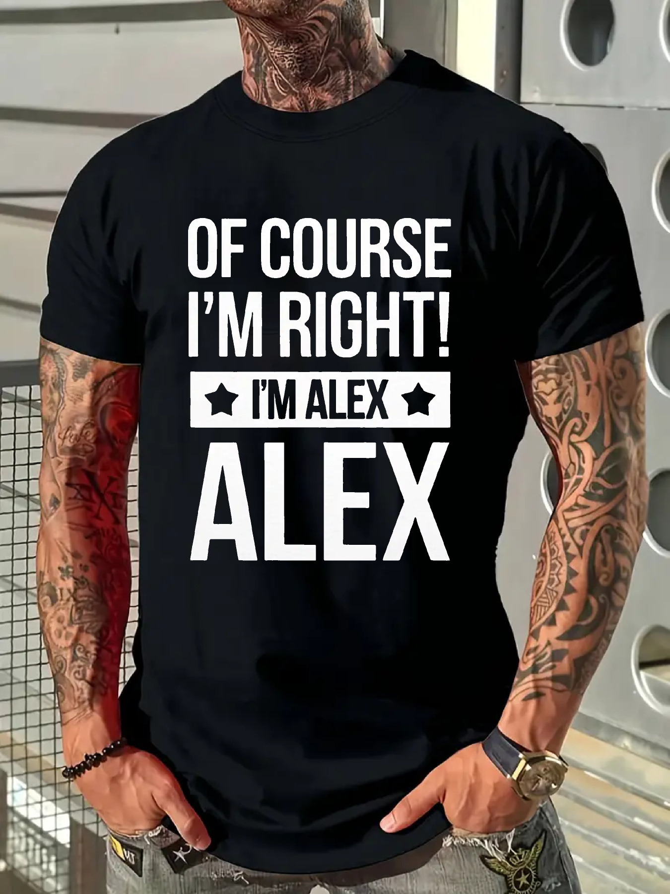 Men's Graphic T-Shirt Of Course I Am Right I Am Alex Statement With Bold Lettering