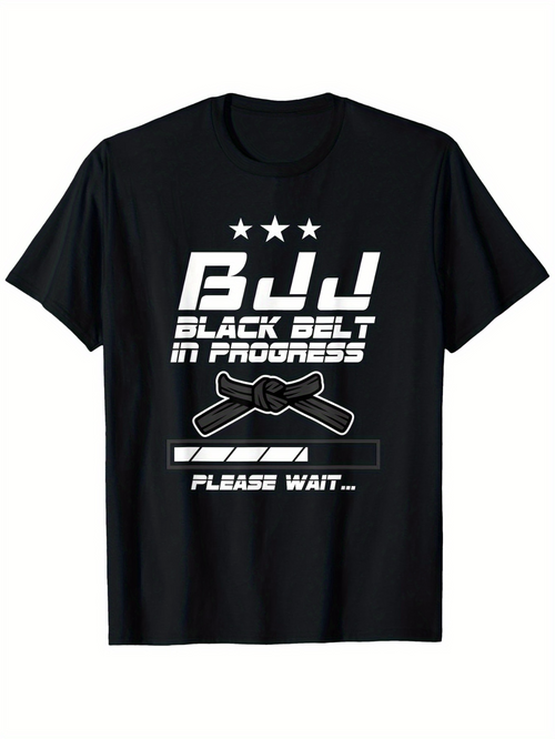 Men's Graphic T-Shirt BJJ Black Belt In Progress With Loading Bar And Martial Arts Belt