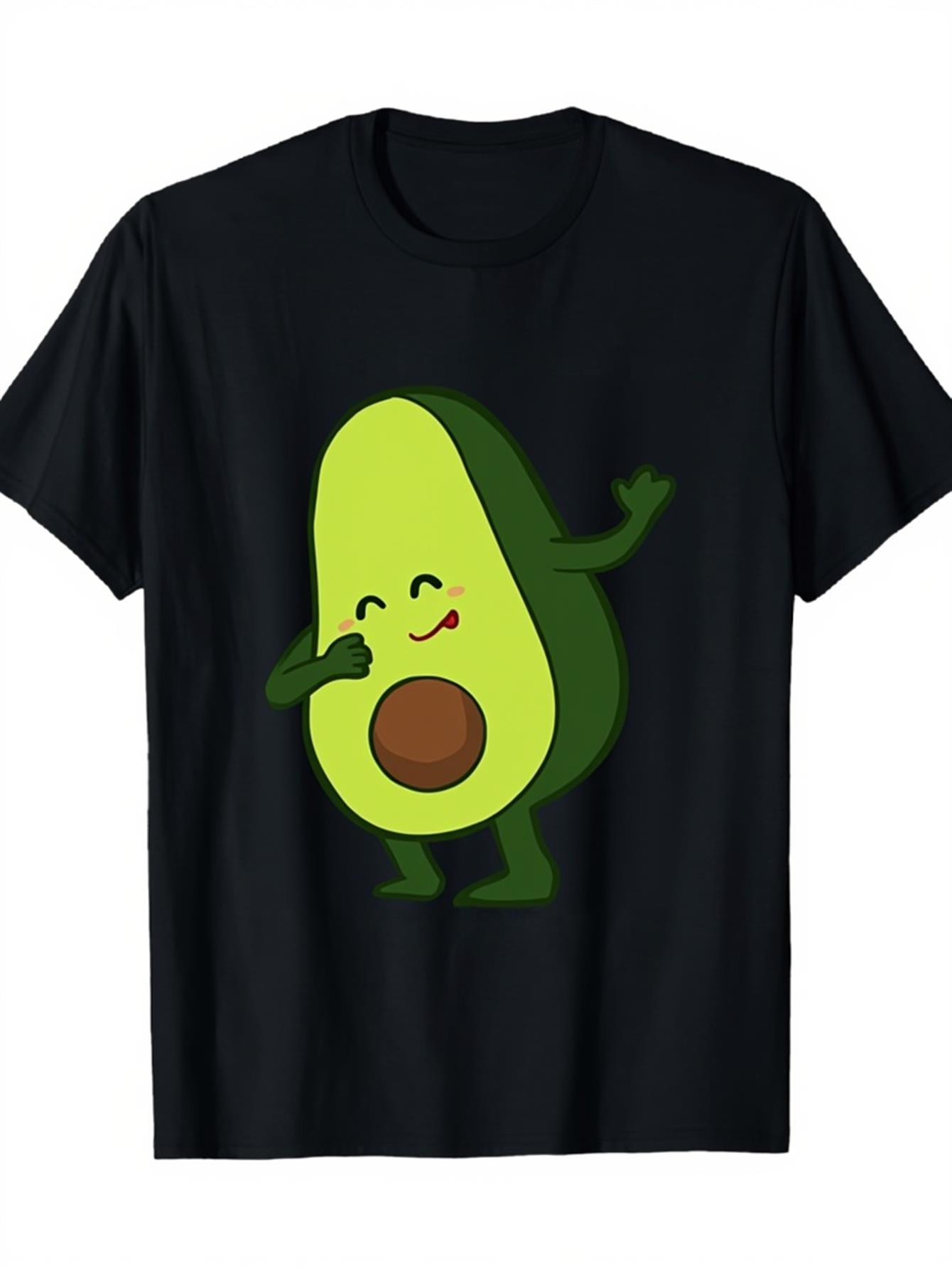 Men's Graphic T-Shirt Cheerful Cartoon Character Avocado Dancing With Joyful Expression Avocado