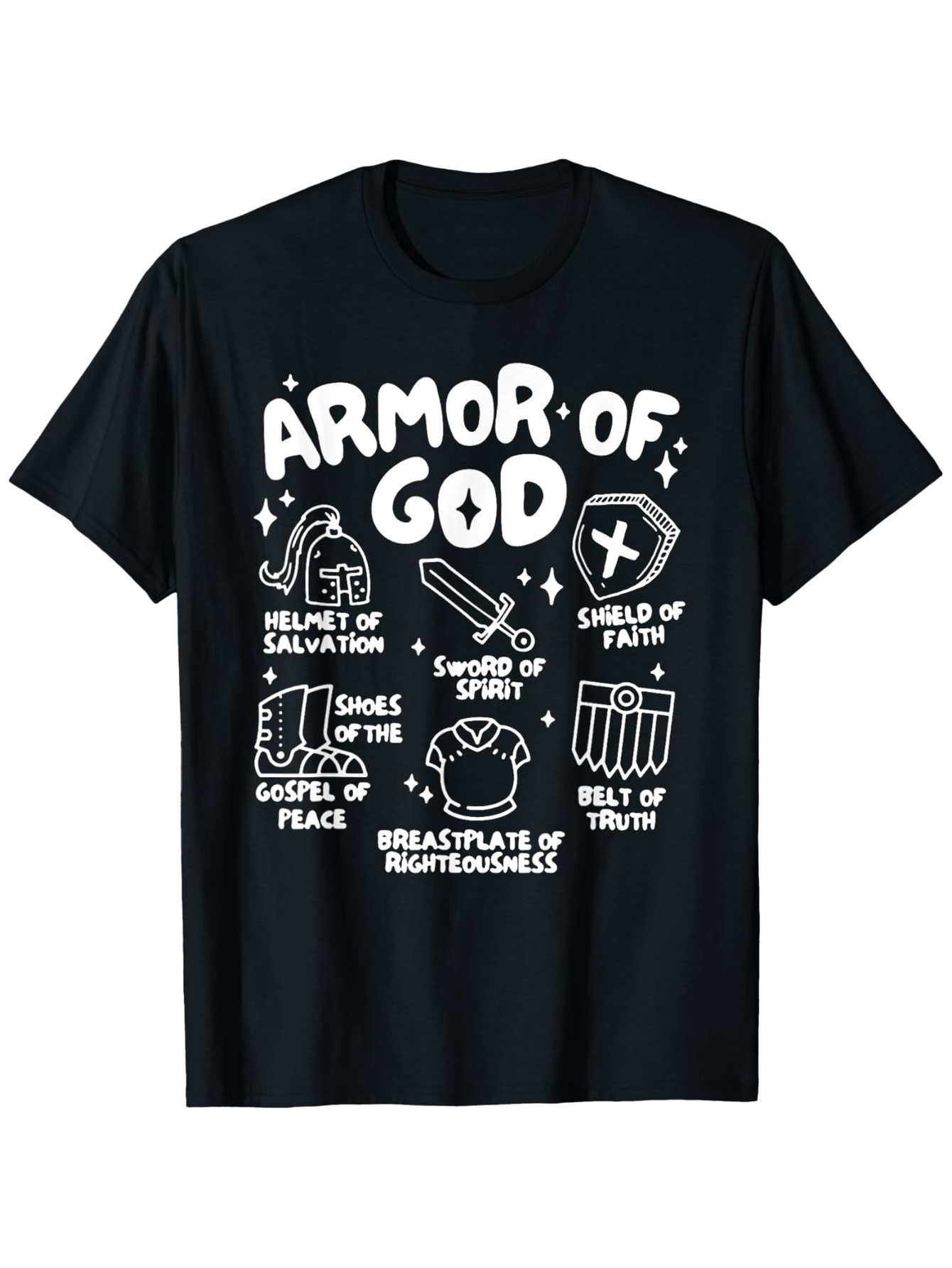 Men's Graphic T-Shirt Armor Of God With Faith Shield Helmet Sword Shoes And Belt Graphics Shirt