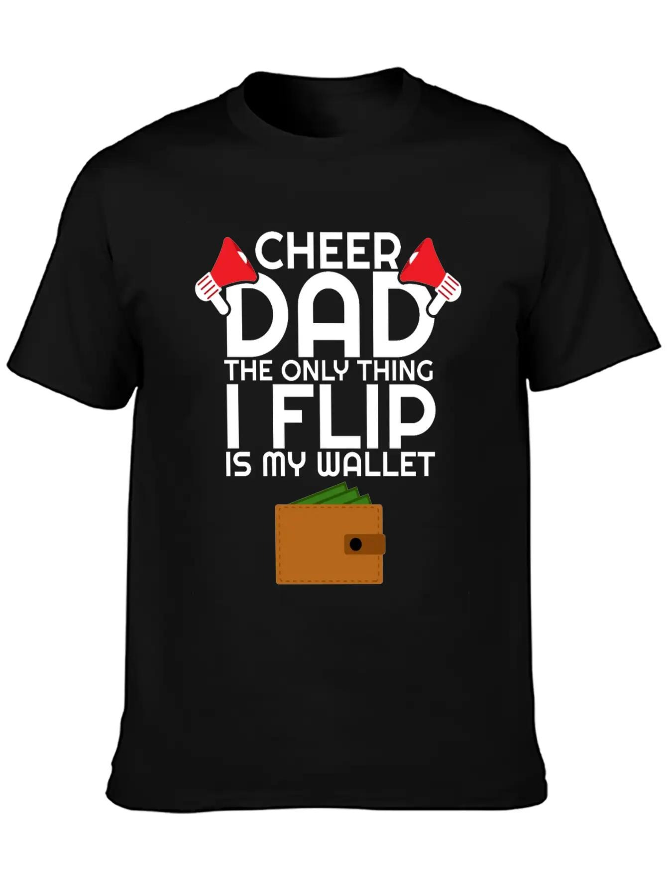 Men's Graphic T-Shirt Cheer Dad The Only Thing I Flip Is My Wallet Cartoon Wallet