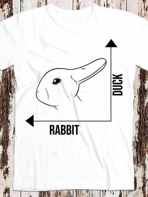 Men's Graphic T-Shirt Optical Illusion With Duck And Rabbit Sketch Drawing