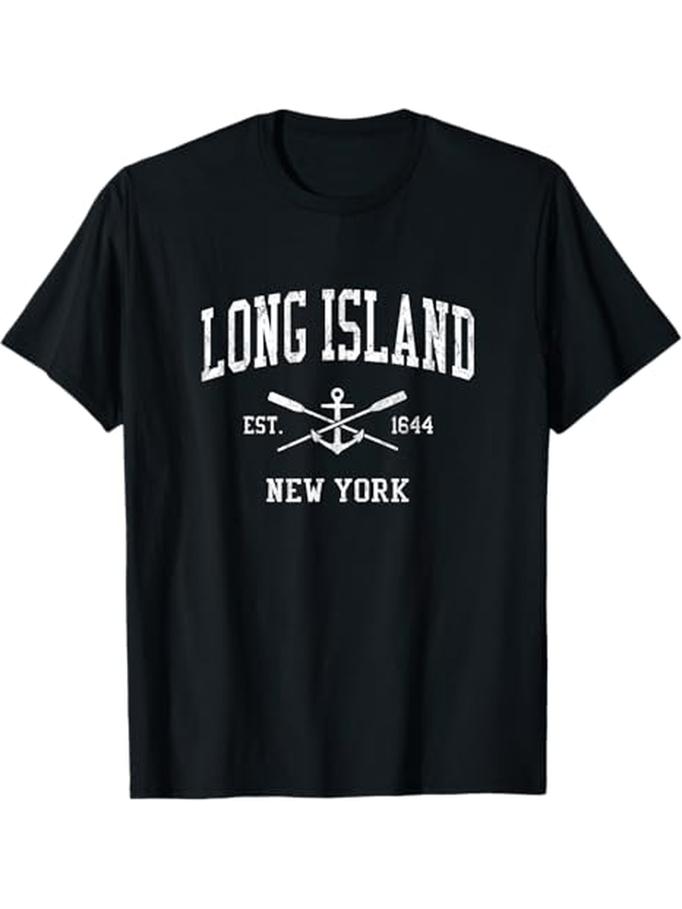 Men's Graphic T-Shirt Long Island Est 1644 New York Nautical Oars And Anchor Graphic