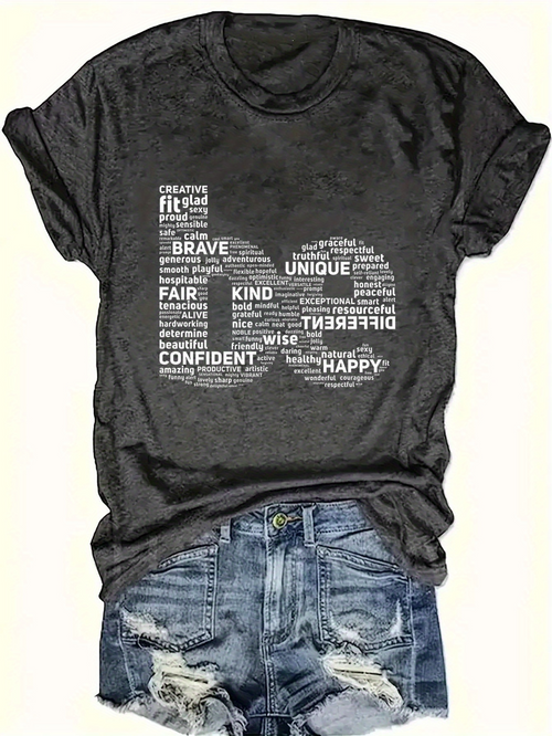Men's Graphic T-Shirt Confident Wise Brave Fit Unique Kind Inspiring Fair Happy Bold Letter