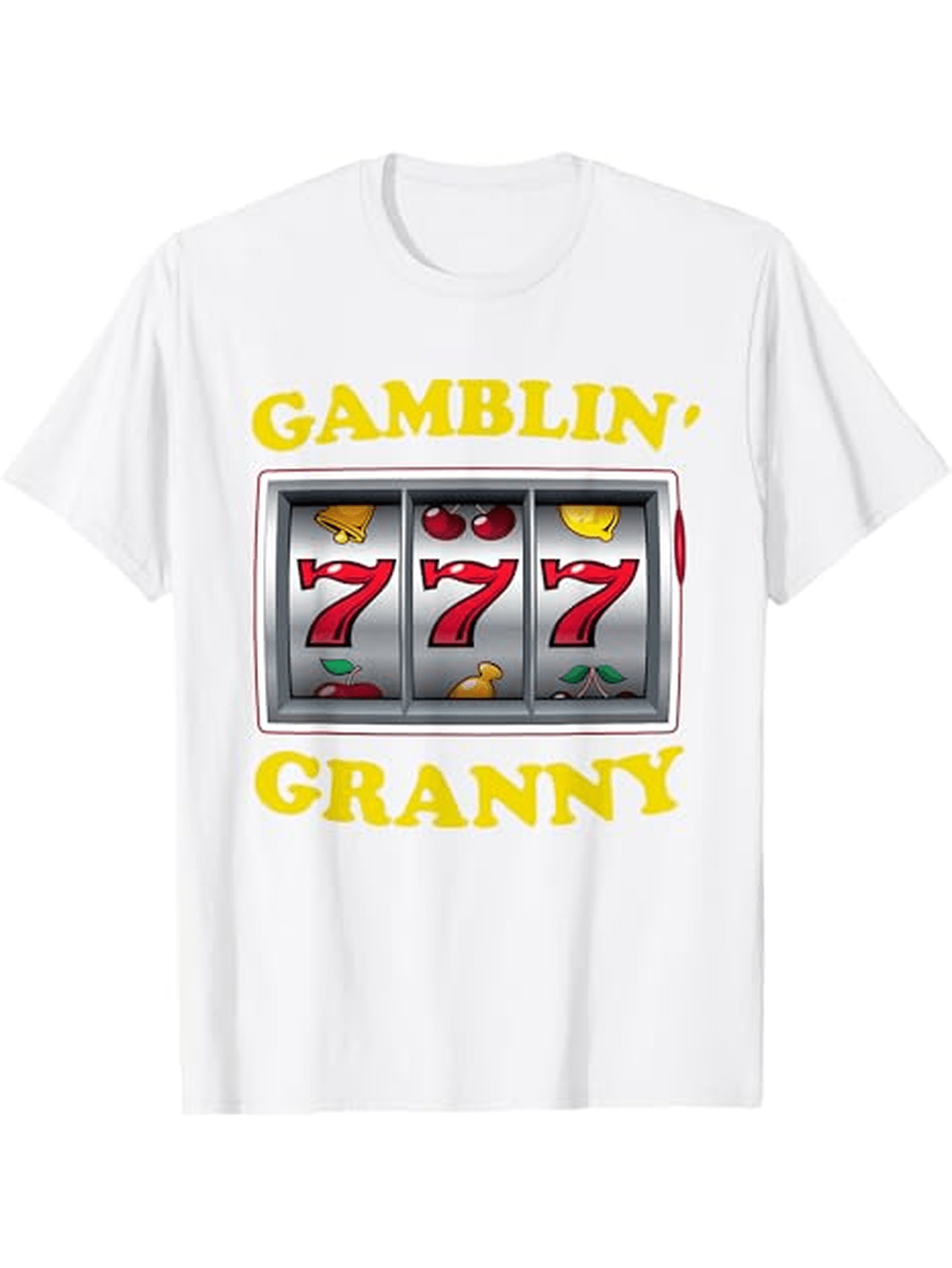 Men's Graphic T-Shirt Gamblin Granny Classic Slot Machine With Triple Sevens Fruit Icons