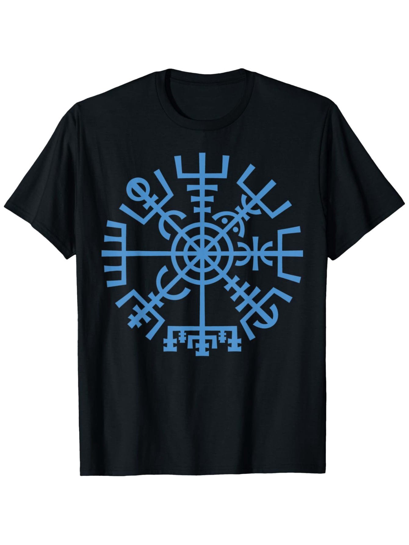 Men's Graphic T-Shirt Nordic Runes In Blue Ancient Symbol Pattern Centerpiece Sigil