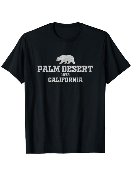 Men's Graphic T-Shirt Palm Desert 1973 California With Roaming Bear Silhouette