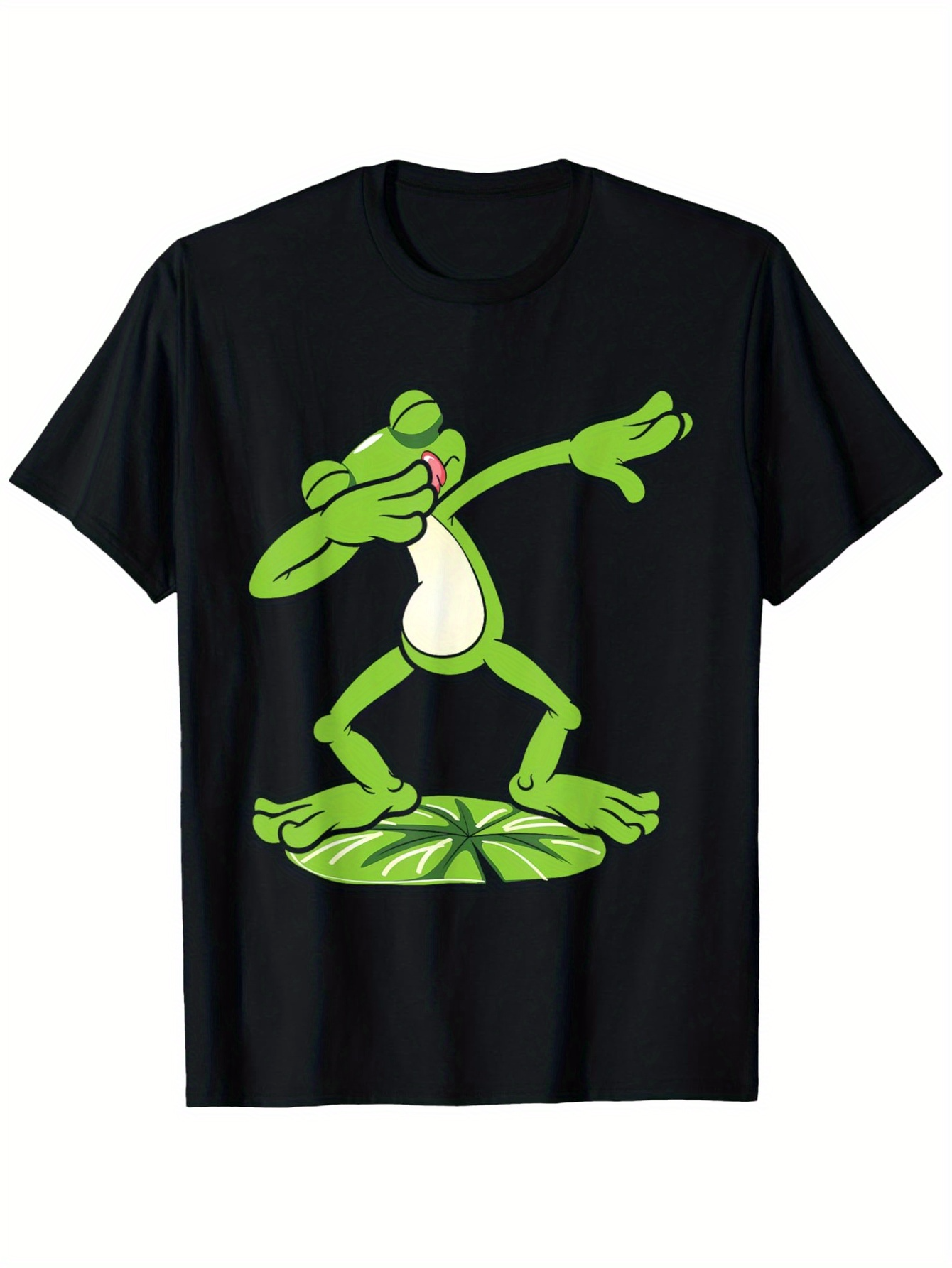 Men's Graphic T-Shirt Playful Frog Performing Fun Dance Move On Leaf
