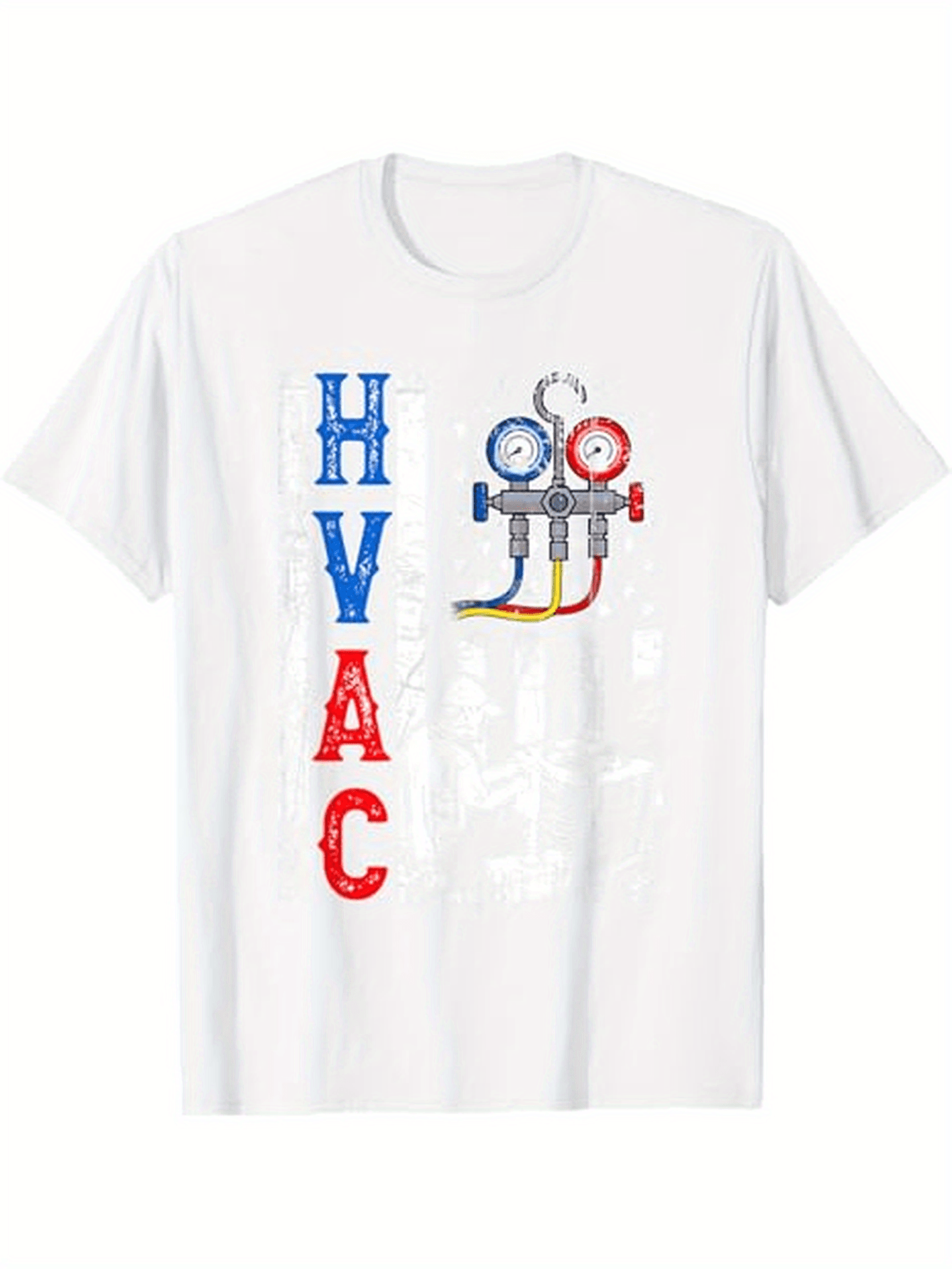Men's Graphic T-Shirt Industrial Gauges With Colored Pipes Beside Vertical HVAC Letters