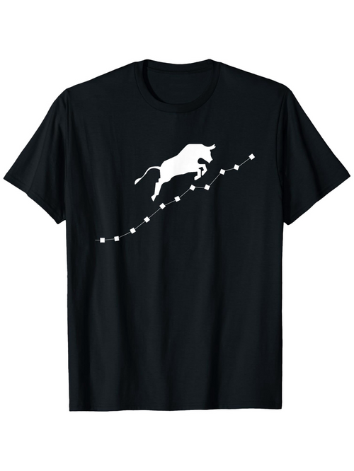 Men's Graphic T-Shirt Rising Dotted Line With Leaping Bull Silhouette Black T Shirt