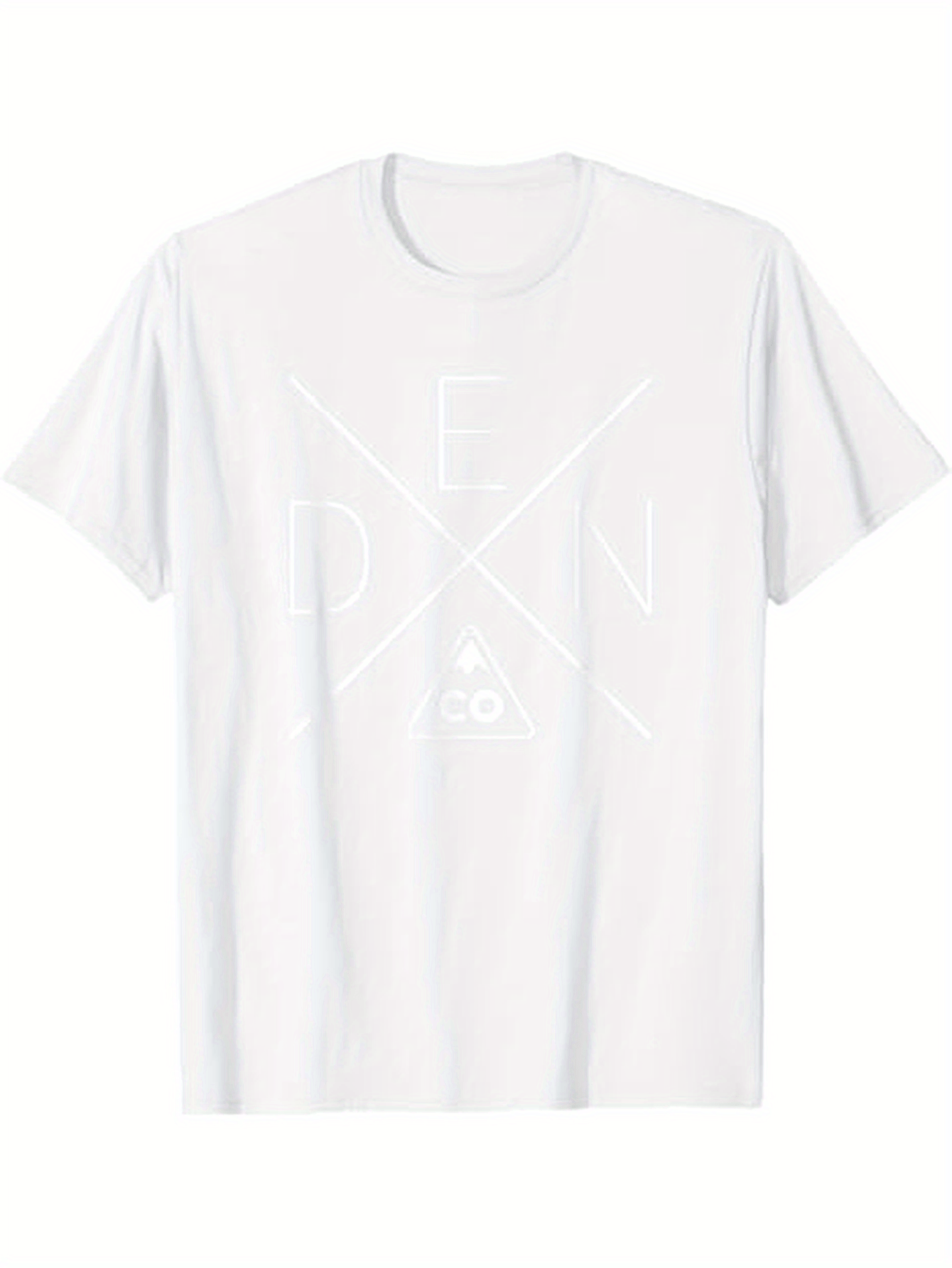 Men's Graphic T-Shirt Stylized Linework Letters Over Minimalist White Cotton T Shirt