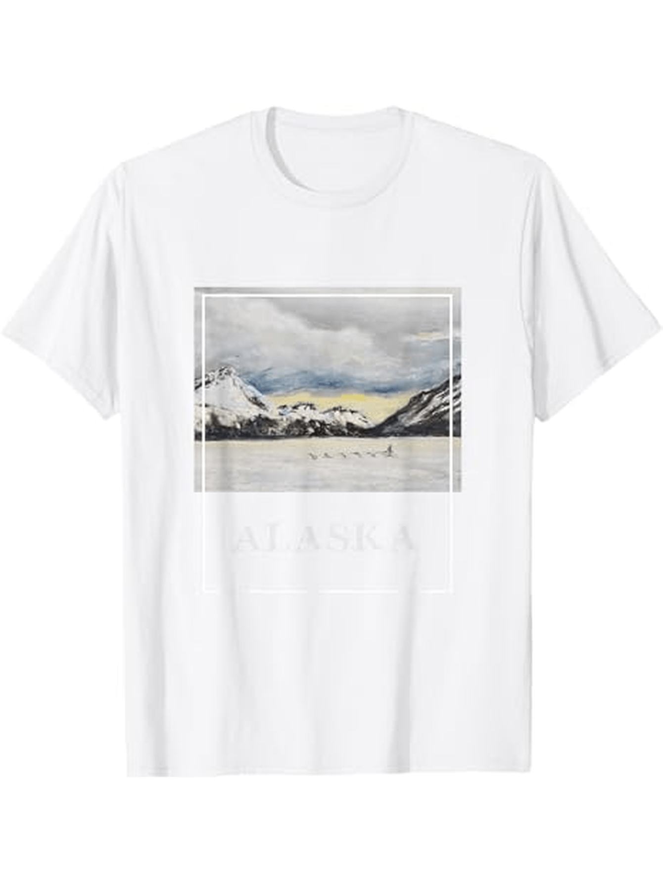 Men's Graphic T-Shirt Alaska Snowcapped Peaks With Chilly Lake Beneath Twilight Sky Mountain