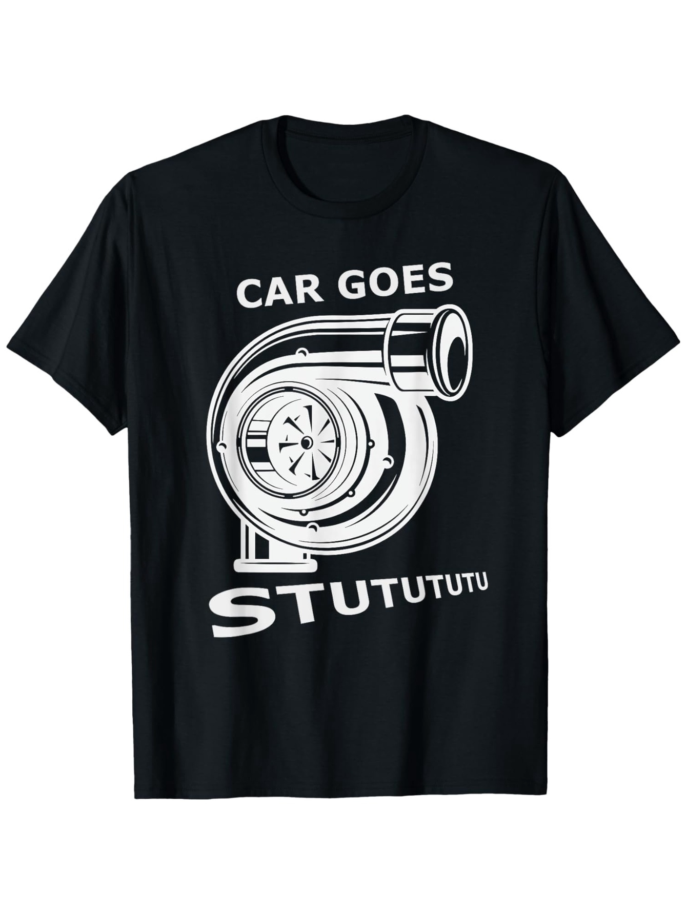 Men's Graphic T-Shirt Car Goes Stutututu Shiny Metallic Design Featuring Turbocharger