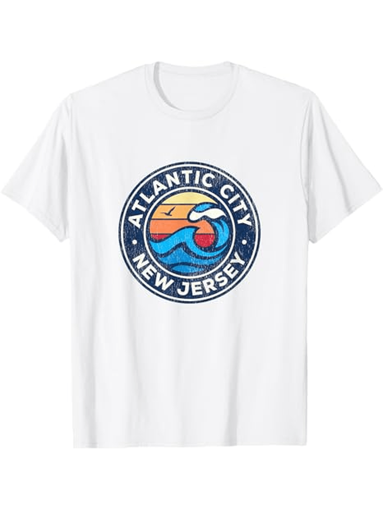 Men's Graphic T-Shirt Atlantic City New Jersey Retro Sunset Wave Summer Surf Beach