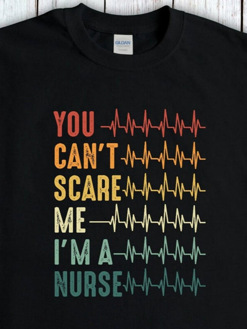 Men's Graphic T-Shirt You Cant Scare Me Im A Nurse Colorful Gradient Heartbeat Lines Nurse