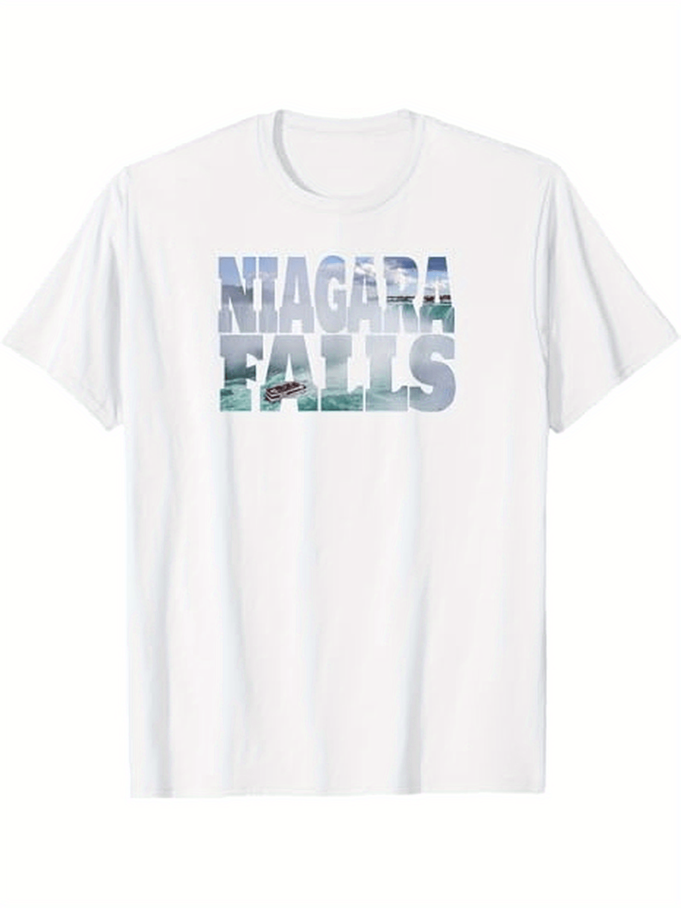 Men's Graphic T-Shirt Niagara Falls Nature Waterfall Landscape With Cascading Misty Water