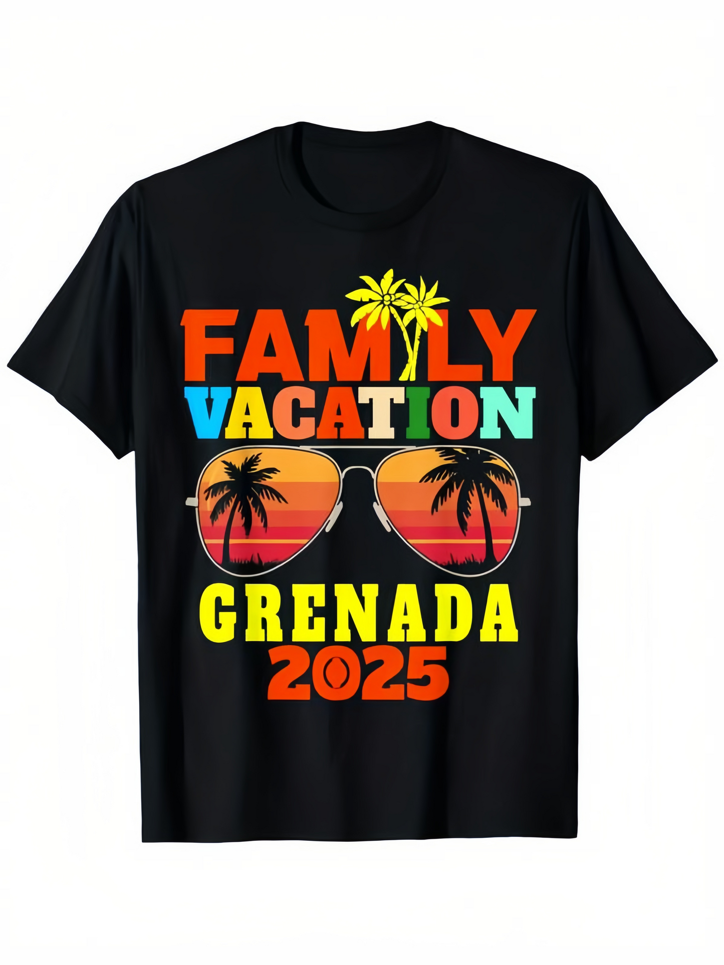 Men's Graphic T-Shirt Family Vacation Tropical Sunset Reflection With Palm Trees Sunglasses