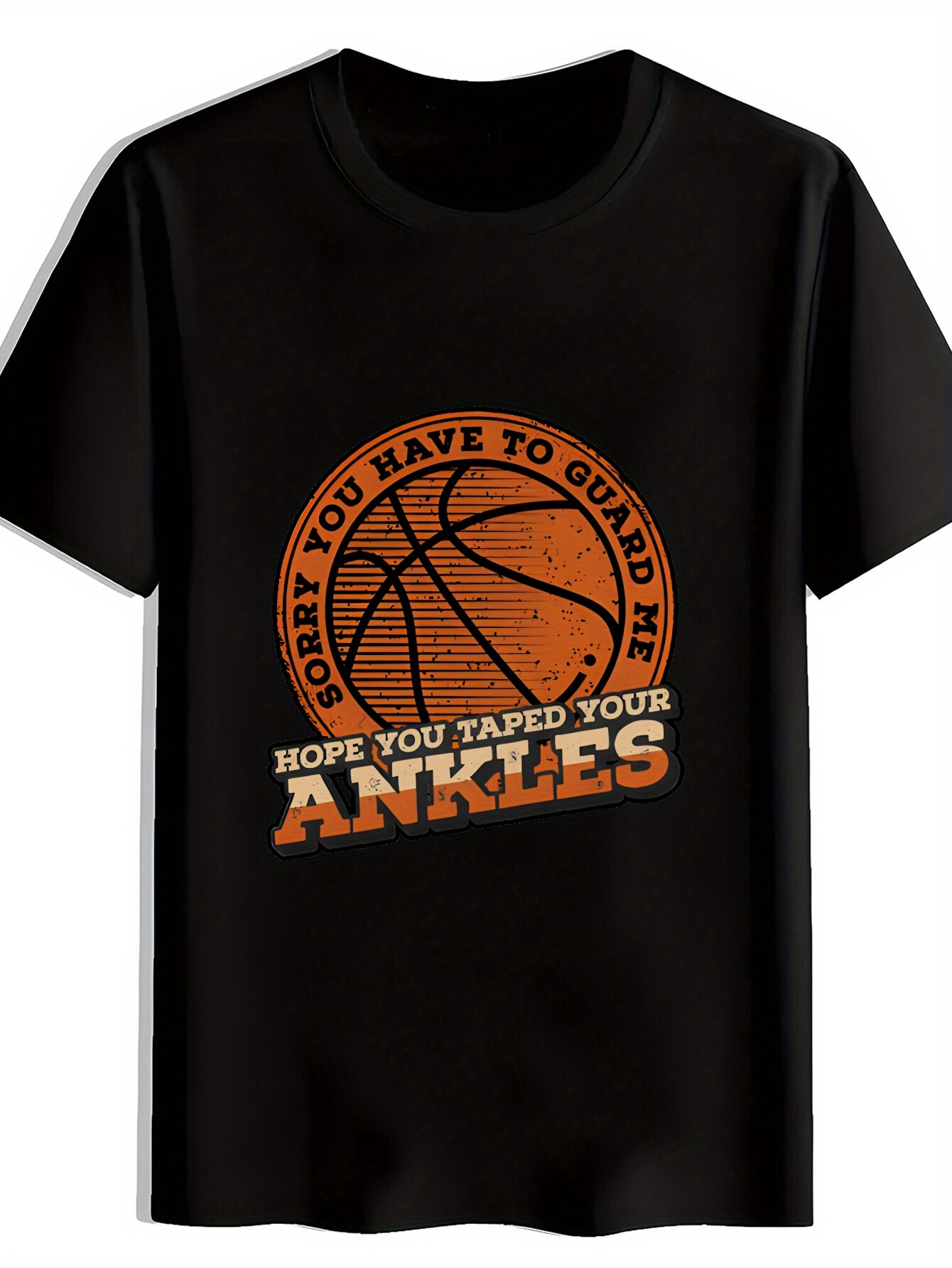 Men's Graphic T-Shirt Hope You Taped Your Ankles Vintage Orange Basketball Graphic Ball