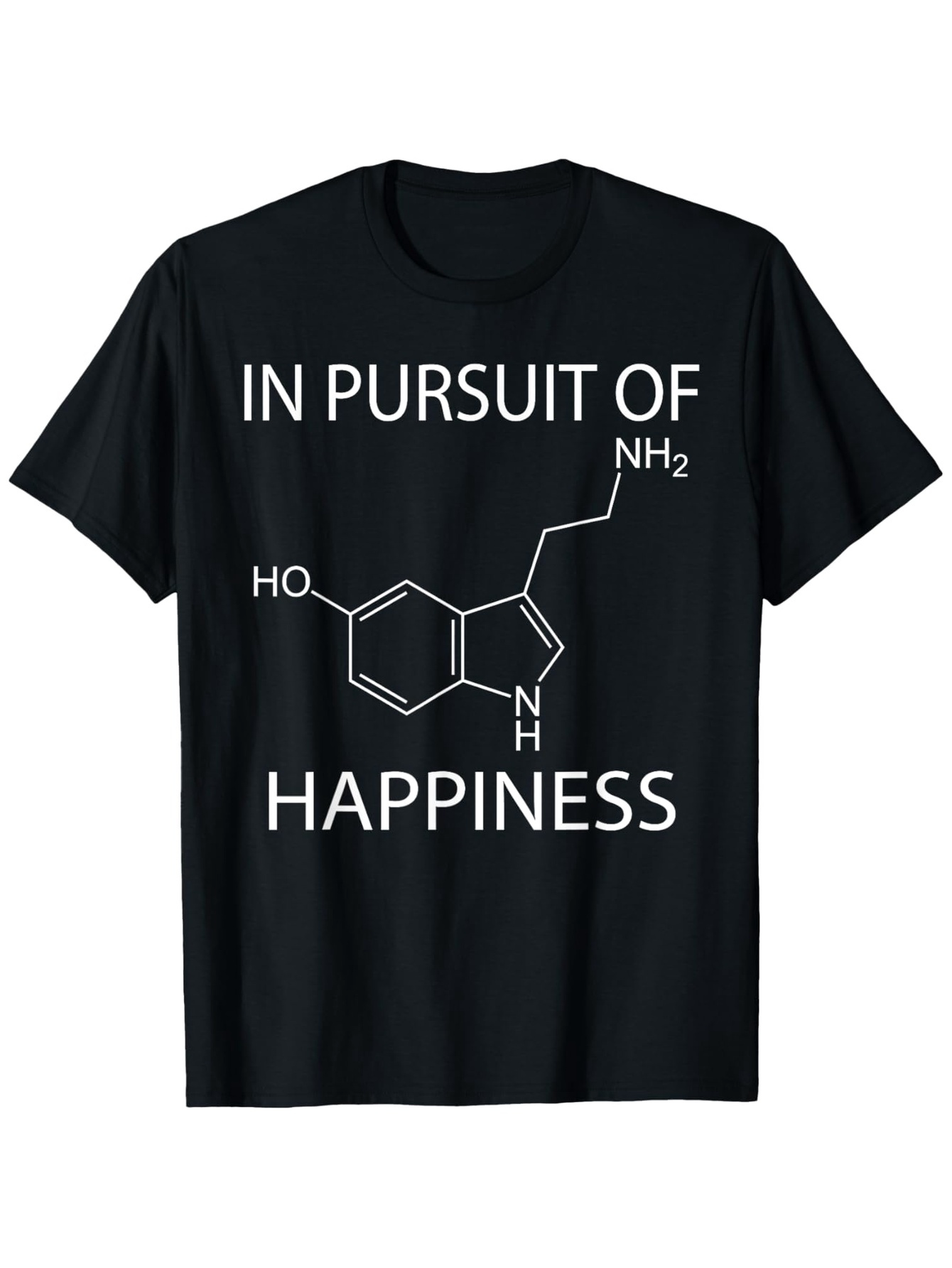 Men's Graphic T-Shirt In Pursuit Of Happiness Serotonin Molecule Structure On Black T Shirt