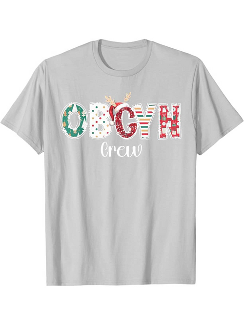 Men's Graphic T-Shirt Polka Dot Candy Cane Christmas Motif OBGYN Crew T Shirt