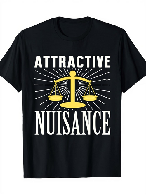 Men's Graphic T-Shirt Attractive Nuisance Golden Justice Scales With Radiating Light Rays