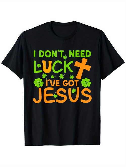 Men's Graphic T-Shirt Faith And Hope With Shamrock Cross Jesus