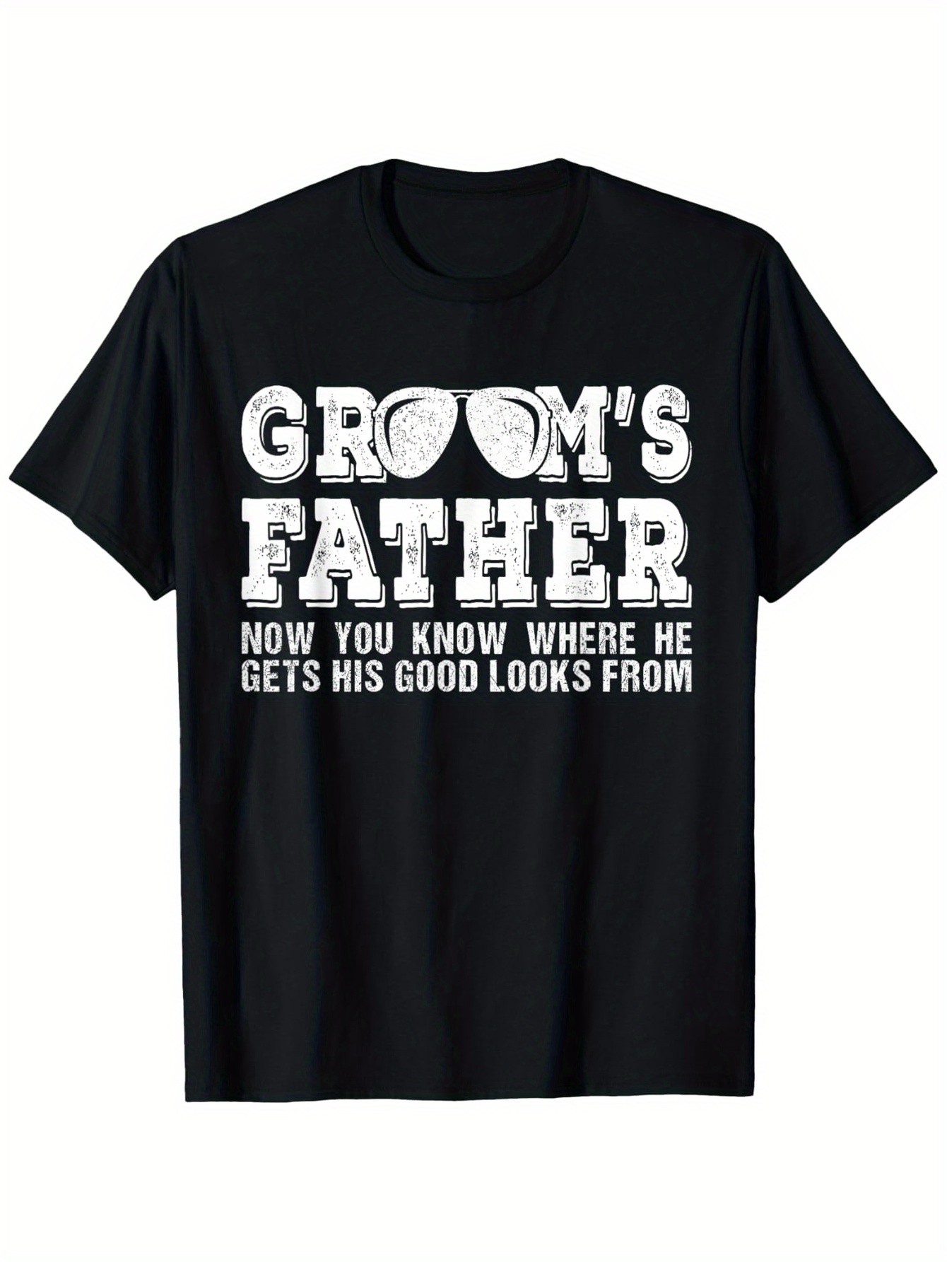 Men's Graphic T-Shirt Grooms Father Retro Sunglasses With Bold White Lettering T Shirt