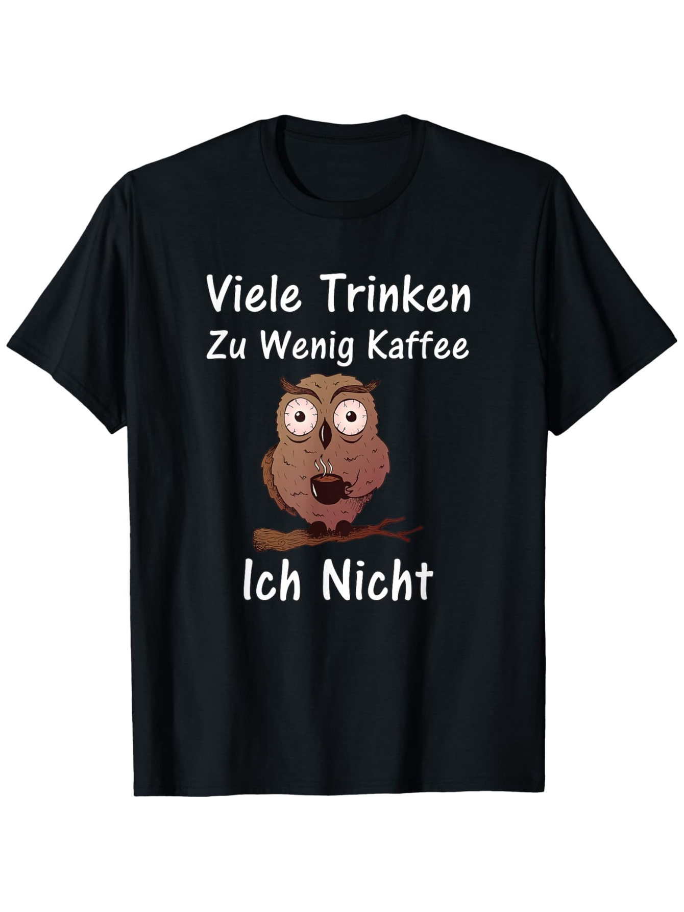 Men's Graphic T-Shirt Cartoon Owl With Delightful Eyes Perched Among Dark Coffee Beans Owl