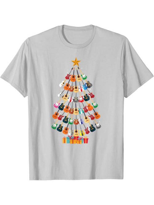 Men's Graphic T-Shirt Colorful Ornaments Sparkling Lights Arranged As Festive Holiday Tree