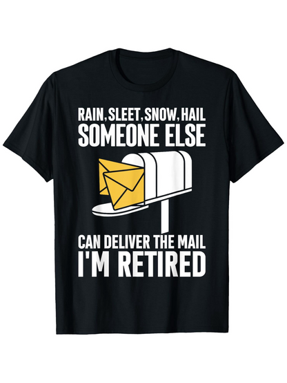 Men's Graphic T-Shirt Rain Sleet Snow Hail With Yellow Letters Inside White Mailbox