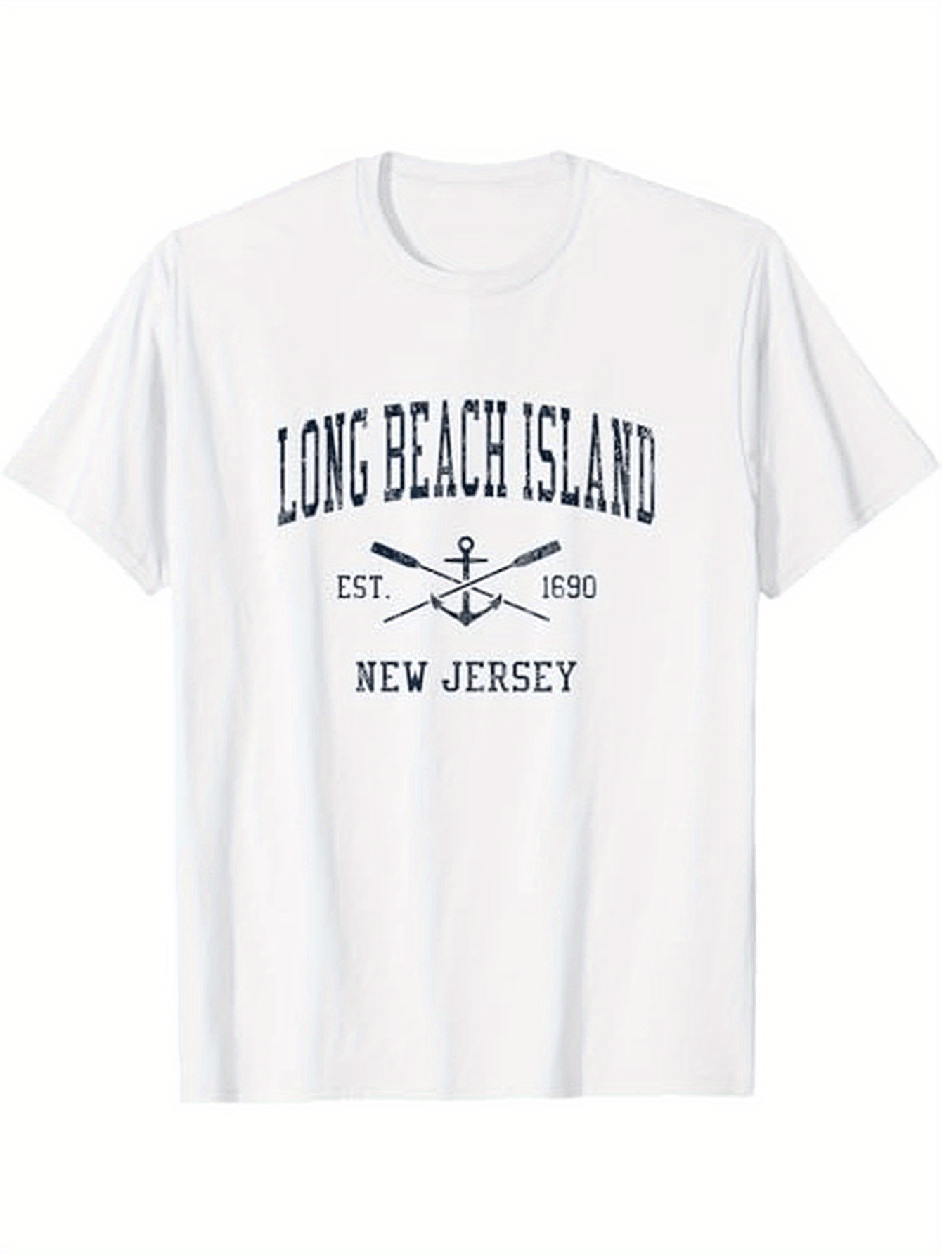 Men's Graphic T-Shirt Long Beach Island New Jersey With Oars And Anchor Motif