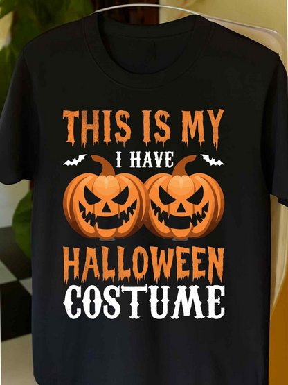 Men's Graphic T-Shirt This Is My I Have Halloween Costume Spooky Pumpkins With Bats And Grinning Faces Jack O Lantern