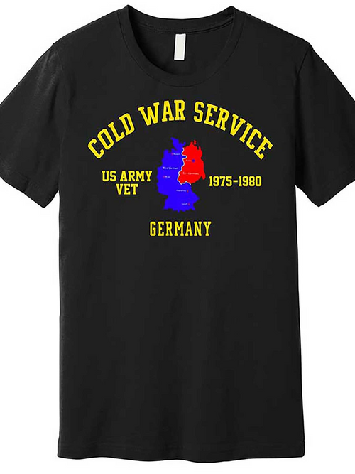 Men's Graphic T-Shirt Cold War Service Map Outline With Years Highlighting Germany