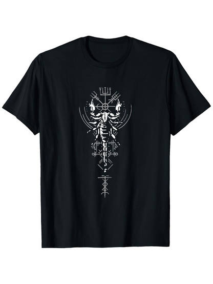 Men's Graphic T-Shirt Intricate Abstract Linework With Geometric Shapes And Symmetrical Animal Design