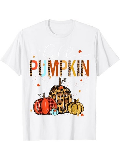 Men's Graphic T-Shirt Pumpkin With Colorful Falling Leaves Surrounded By Artistic Decorative Gourds Pumpkin
