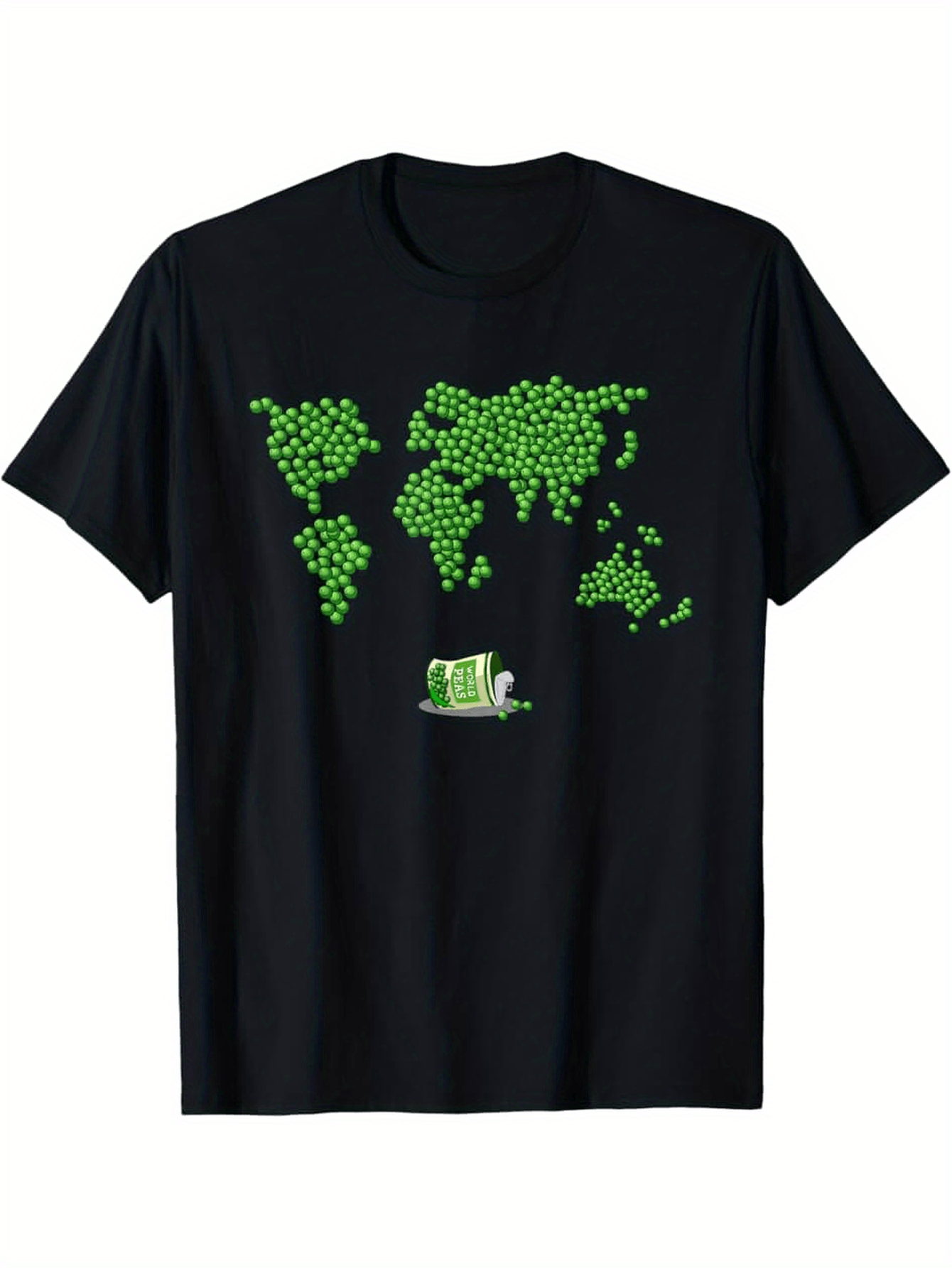 Men's Graphic T-Shirt Green Landmarks Among Scattered Leaves And Playful Cartoon World